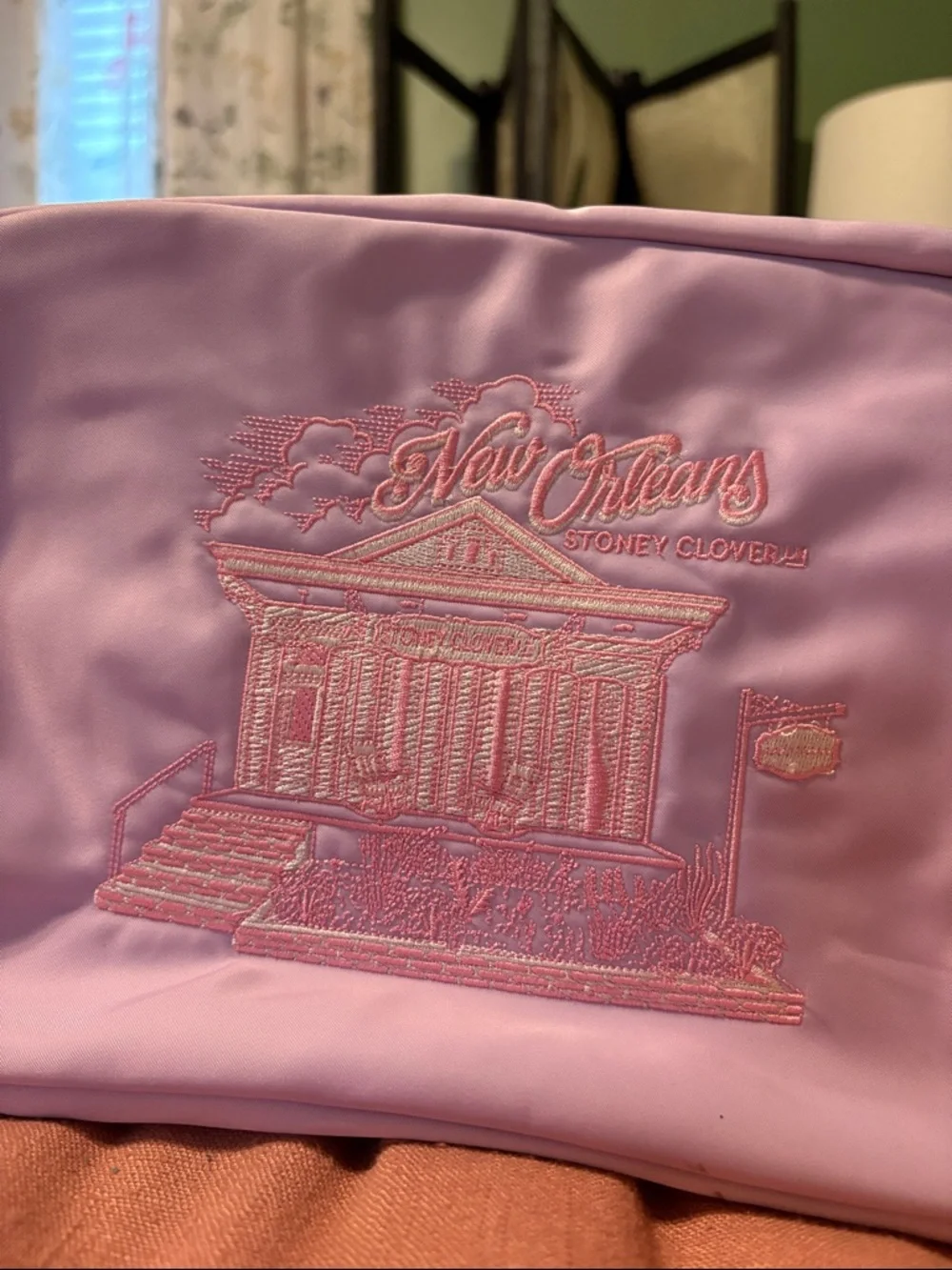 Pastel Lavender Embroidered Cosmetic Pouch - New Orleans Design SCL